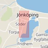 Karta som med röd fyrkant ramar in Barnarpsgatan, Jönköping, Jönköpings län