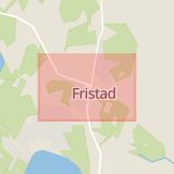 Karta som med röd fyrkant ramar in Fristad, Borås, Västra Götalands län