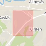 Karta som med röd fyrkant ramar in Kungsportsavenyn, Sahlgrenska Sjukhuset, Alingsås, Göteborgsvägen, Kullingsberg, Färgelanda, Sundsbron, Västra Götalands län