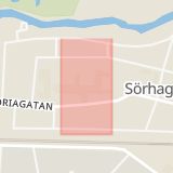 Karta som med röd fyrkant ramar in Sveaplan, Sahlgrenska Sjukhuset, Alingsås, Västra Götalands län