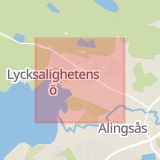 Karta som med röd fyrkant ramar in Skövde, Käpplundaskolan, Falköping, Scheelegatan, Mösseberg, Alingsås, Noltorp, Göteborg, Västra Götalands län