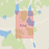 Karta som med röd fyrkant ramar in Kisa, Kinda, Östergötlands län