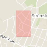 Karta som med röd fyrkant ramar in Strömslund, Trollhättan, Västra Götalands län