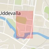 Karta som med röd fyrkant ramar in Härryda, Ryamotet, Sahlgrenska Sjukhuset, Uddevalla, Stora Nygatan, Skara, Axvallagatan, Västra Götalands län