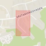 Karta som med röd fyrkant ramar in Aftonbrisvägen, Uddevalla, Västra Götalands län