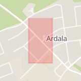 Karta som med röd fyrkant ramar in Ardala, Skara, Västra Götalands län