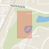 Karta som med röd fyrkant ramar in Boulognerskogen, Skövde, Västra Götalands län