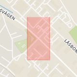 Karta som med röd fyrkant ramar in Landerydsvägen, Nyckelgatan, Hackefors, Linköping, Östergötlands län