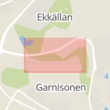 Karta som med röd fyrkant ramar in Regementsgatan, Linköping, Östergötlands län