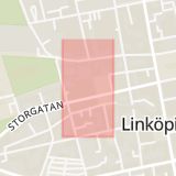 Karta som med röd fyrkant ramar in Galleria Filbyter, Stora Torget, Linköping, Östergötlands län