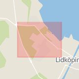 Karta som med röd fyrkant ramar in Läckögatan, Tofta, Lidköping, Västra Götalands län