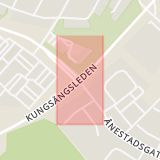 Karta som med röd fyrkant ramar in Kungsängsleden, Ånestadsgatan, Norrköping, Östergötlands län