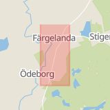 Karta som med röd fyrkant ramar in Färgelanda, Allhemsgatan, Borås, Parkstaden, Göteborg, Järntorget, Västra götalands län, Västra Götalands län