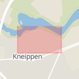 Karta som med röd fyrkant ramar in Östergötland, Klockaretorpet, Norrköping, Kneippgatan, Skäggetorp, Linköping, Navestad, Östergötlands län