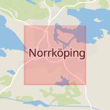Karta som med röd fyrkant ramar in Norrköping, Östantill, Mjölby, Östergötlands län
