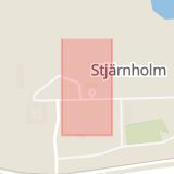 Karta som med röd fyrkant ramar in Stjärnholm, Oxelösund, Södermanlands län