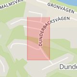Karta som med röd fyrkant ramar in Östergötland, Dunderbacken, Finspång, Östergötlands län
