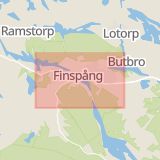 Karta som med röd fyrkant ramar in Finspångs Kommun, Norrköping, Finspång, Östergötlands län