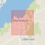 Karta som med röd fyrkant ramar in Mariestad, Västra Götalands län