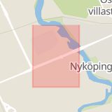 Karta som med röd fyrkant ramar in Hospitalsgatan, Nyköping, Södermanlands län