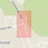 Karta som med röd fyrkant ramar in Runebergsgatan, Lennings Väg, Nyköping, Södermanlands län