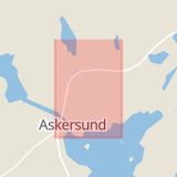 Karta som med röd fyrkant ramar in Askersund, Kumla, Örebro, Holmen, Änggatan, Örebro län