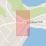 Karta som med röd fyrkant ramar in Norra Moränvägen, Storgatan, Dals-ed, Västra Götalands län