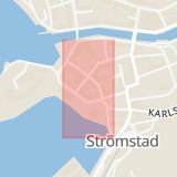 Karta som med röd fyrkant ramar in Norge, Strömstad, Västra Götalands län