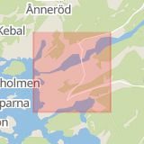 Karta som med röd fyrkant ramar in Hogdalsmotet, Strömstad, Västra Götalands län