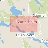 Karta som med röd fyrkant ramar in Södermanland, Gnesta, Katrineholm, Södermanlands län