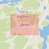 Karta som med röd fyrkant ramar in Järna, Trafikplats Saltskog, Fornhöjden, Södertälje, Stockholms län