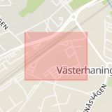 Karta som med röd fyrkant ramar in Centrumvägen, Västerhaninge, Haninge, Stockholms län