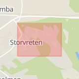 Karta som med röd fyrkant ramar in Tumba, Harbrovägen, Botkyrka, Stockholms län