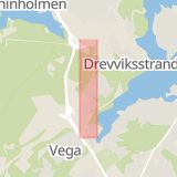 Karta som med röd fyrkant ramar in Gamla Nynäsvägen, Fors, Haninge, Stockholms län