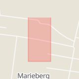 Karta som med röd fyrkant ramar in Örebro, Kopparberg, Marieberg, Örebro län
