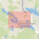 Karta som med röd fyrkant ramar in Rådavägen, Farsta Strand, Stockholm, Stockholms län