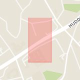 Karta som med röd fyrkant ramar in Huddingevägen, Stuvsta, Huddinge Gymnasium, Huddinge, Stockholms län