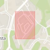 Karta som med röd fyrkant ramar in Lysviksgatan, Farsta, Hökarängen, Stockholm, Stockholms län
