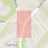 Karta som med röd fyrkant ramar in Farstavägen, Pepparvägen, Stockholm, Stockholms län