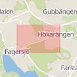 Karta som med röd fyrkant ramar in Fagersjövägen, Stockholm, Stockholms län