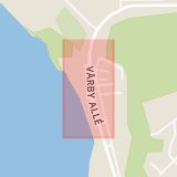 Karta som med röd fyrkant ramar in Vårby Brygga, Huddinge, Stockholms län