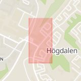 Karta som med röd fyrkant ramar in Högdalen, Livsmedel, Stockholm, Stockholms län