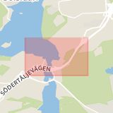 Karta som med röd fyrkant ramar in Södertäljevägen, Vårby, Filen, Huddinge, Stockholms län