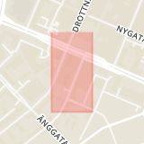 Karta som med röd fyrkant ramar in Drottninggatan, Köpmangatan, Krämaren, Örebro, Örebro län