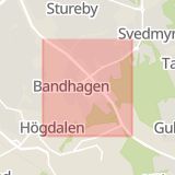 Karta som med röd fyrkant ramar in Örbyleden, Bandhagen, Stockholm, Stockholms län