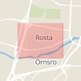 Karta som med röd fyrkant ramar in Örebro, Rosta, Oxhagen, Holmen, Örebro län