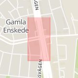 Karta som med röd fyrkant ramar in Nynäsvägen, Sockenvägen, Gamla Enskede, Stockholm, Stockholms län