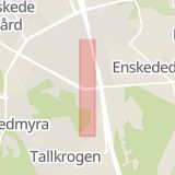 Karta som med röd fyrkant ramar in Gamla Enskede, Krokvägen, Stockholm, Stockholms län