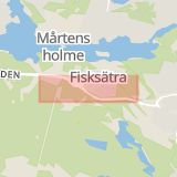 Karta som med röd fyrkant ramar in Saltsjöbadsleden, Fisksätra, Nacka, Stockholms län