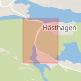 Karta som med röd fyrkant ramar in Ältavägen, Hästhagen, Nacka, Stockholms län